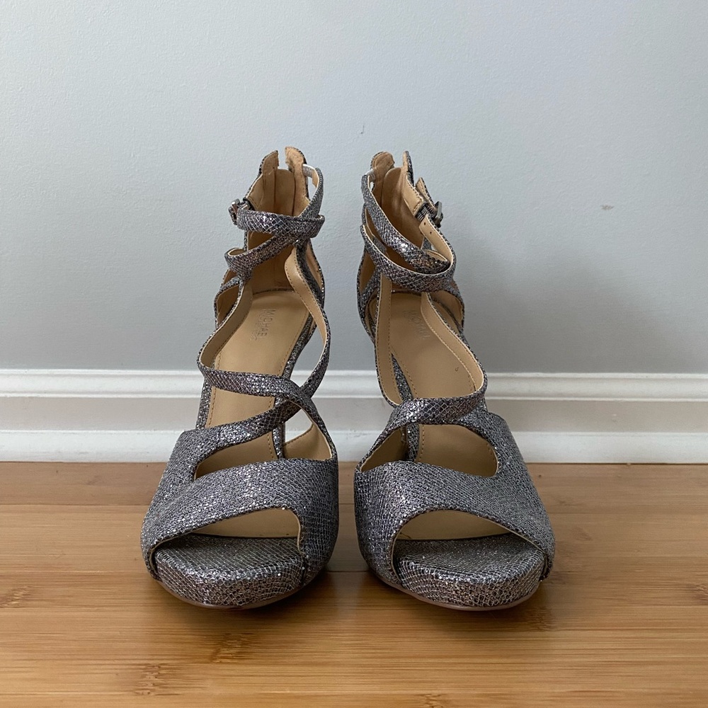 Michael Kors Gunmetal Glitter heeled sandal